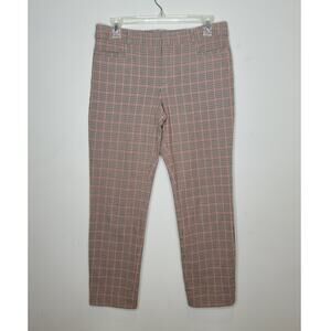 Banana Republic Sloan tan black red plaid houndstooth capri pants - 6